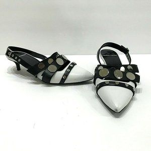 Pierre Hardy Black White Leather Slingback Kitten